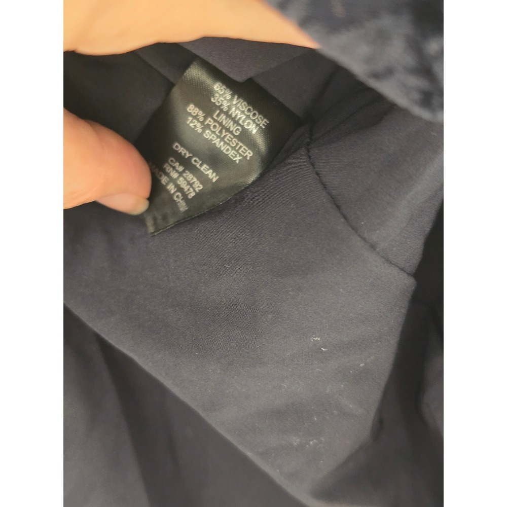 House of Harlow 1960 Navy Blue Burnout Velvet Floral Tie Strap Mini Dress Large - Picture 7 of 9
